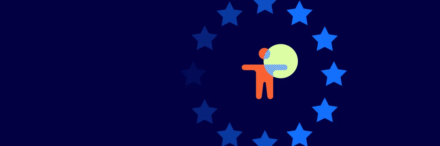 Bandera de la UE con el icono de una persona en el centro