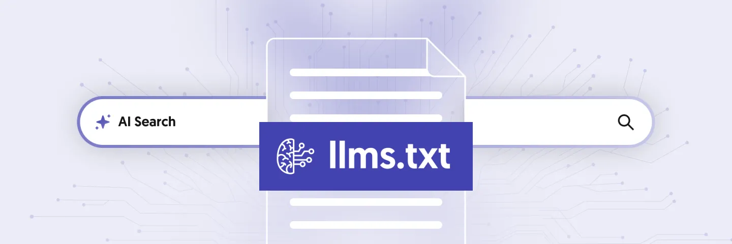 Barra de búsqueda basada en IA con un documento llamado llms.txt