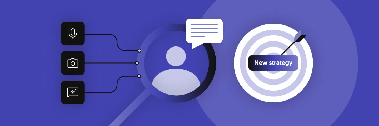 Graphic showing a user icon, communication icons, and a new goal target