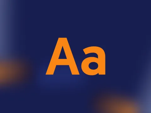 Orange uppercase "A" and lowercase "a" on a blue background