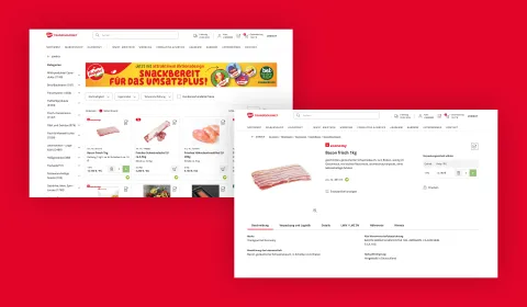 Captura de pantalla de la interfaz de la tienda online Transgourmet