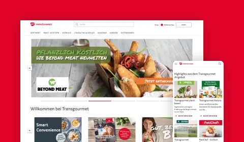 Captura de pantalla de la homepage del sitio web Transgourmet