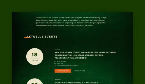 Jägermeister intranet event listing