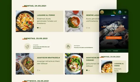 Jägermeister meal plan display on intranet