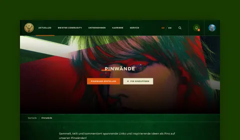 Jägermeister pin board on intranet