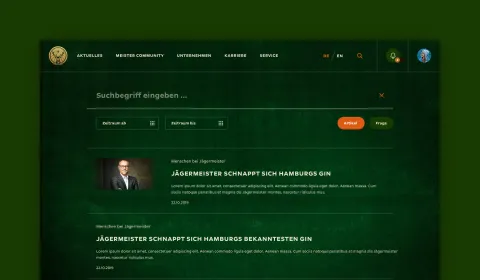 Jägermeister intranet search page