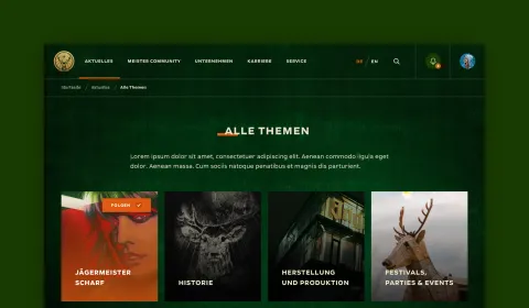 Jägermeister intranet topics overview