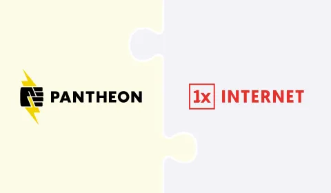 Logos von Pantheon und 1xINTERNET