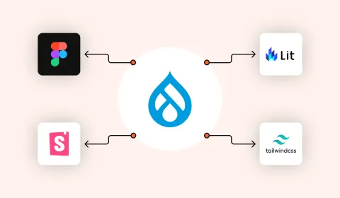 Logos von Drupal, Figma, Lit, Storybook und Tailwind CSS