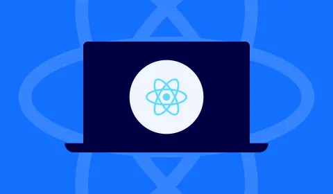 Desktop screen with React logo
