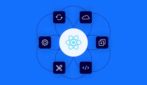 React logo connected with other systems