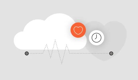 Graphic showing continuous monitoring with heartbeats