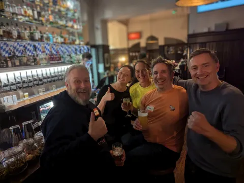 DrupalCamp Scotland attendees in the bar