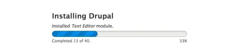 Screenshot of the loading bar for Drupal installation