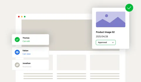 A dashboard showing product info being edited by 3 editors
