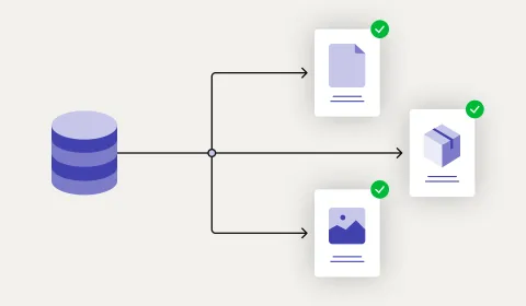 A central data hub syncing product details to multiple channels