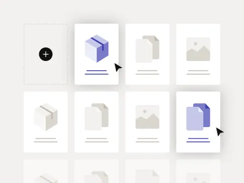 An organised PIM library with multiple product icons