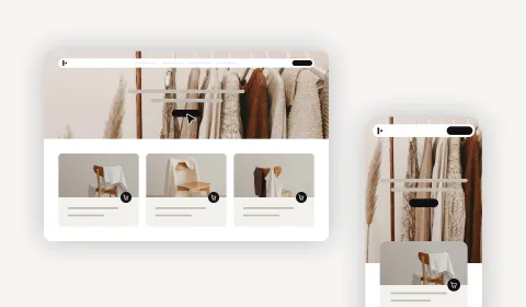 Responsive online store interface on desktop and mobile