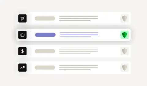 Security indicators with check marks and shield icons