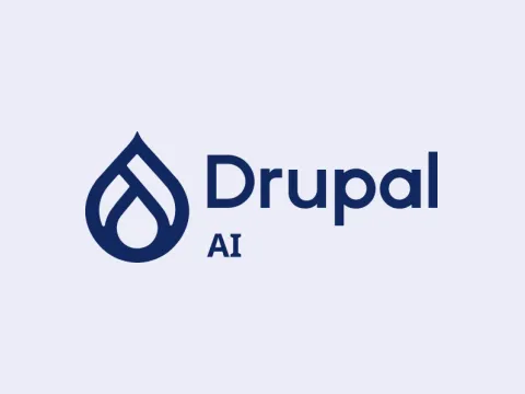 Logo of Drupal AI on a light blue background