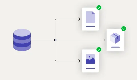 A central data hub syncing product details to multiple channels