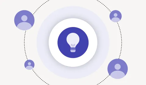 Light bulb in the circle surrounded by user icons