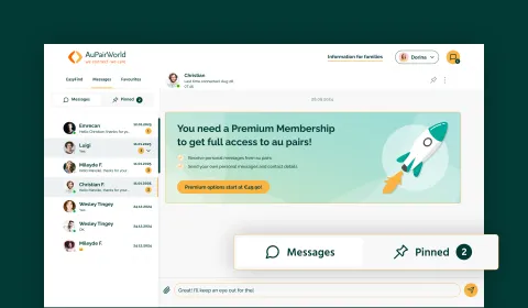 An option to upgrade to Premium membership on the AuPairWorld website