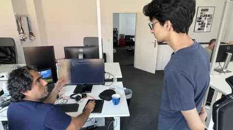 Majid mentoring Shamir during his internship