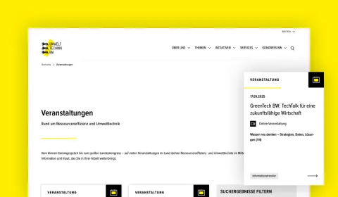 Screenshot of the Events UTBW website homepage