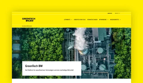 Screenshot of the GreenTech BW website homepage