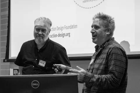 Gareth Alexander and Tony Barker giving a talk at DrupalCamp Scotland 2025
