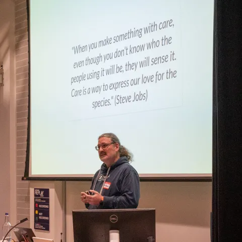 Jochen Lillich giving a talk at DrupalCamp Scotland 2025