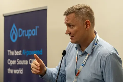 Christoph Breidert giving a talk at Drupal AI Summit Paris 2025