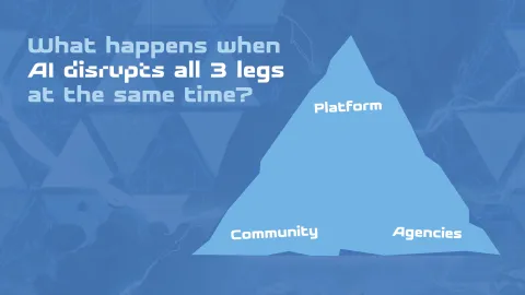 Triangle diagram with "Platform," "Community," and "Agencies" labeled