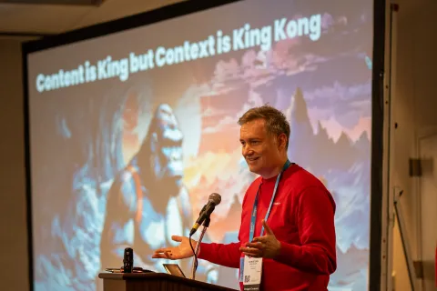 Christoph Briedert giving a talk at DrupalCon Chicago 2026