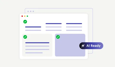 An interface displaying page layout, checkmarks, and an "AI Ready" label