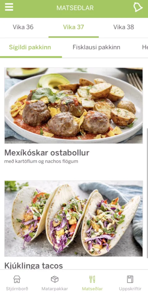 Screenshot from the Eldum Rétt app