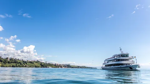 A ship navigating on the Lake Constance