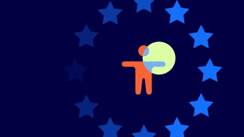 The EU flag with an icon of a person in the middle