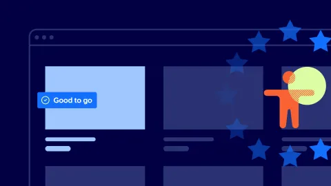 Page layout showing blue labels on accessible elements