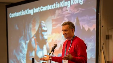 Christoph Briedert giving a talk at DrupalCon Chicago 2026